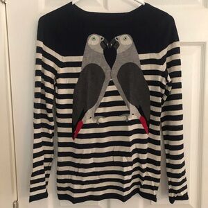 Brooks Brothers Women’s Silk Cashmere Blend Sweater with Parrot Pattern, Size S